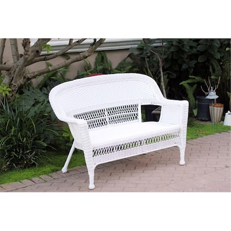 Jeco White Wicker Patio Love Seat W00206-L